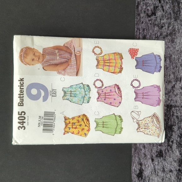 Butterick Pattern B3405 Infants' Dress, Top, Romper, Panties, Hat & Headband - Picture 1 of 3
